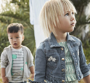 Mayoral Baby Girl Ruffled Denim Jacket: Size 6M to 18M