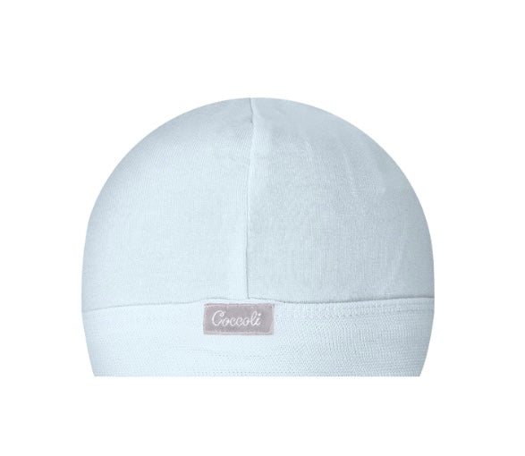 Coccoli Baby Cotton Cap in Baby Blue: Size N/1M to 3/6M