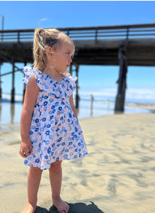 Vignette “Harper” Dress in Pink Meadow Print: Size 2 to 7 Years