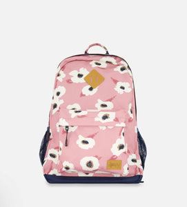 Deux Par Deux Backpack Pink Printed Off White Flowers