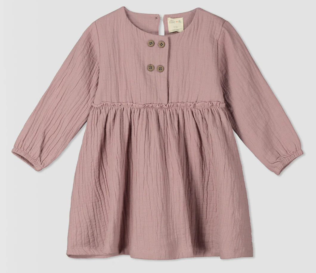 Ettie + H Mirren Dress In Rose Gauze: Size 0M-18M