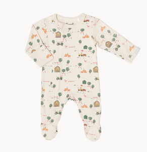 Coccoli Cotton-Modal Sleeper in Farm Print: Size NB to 18M