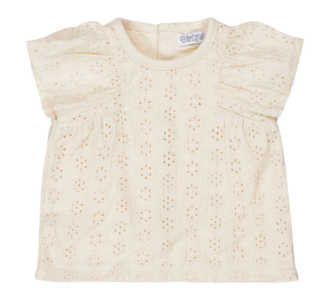 Cream Cotton Eyelet Baby Top: Sizes 12M to 6 Years