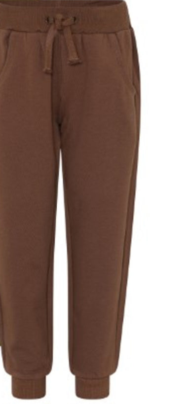 Minymo Cocoa Brown Organic Cotton Sweat Pants: Sizes 2 to 12 Years