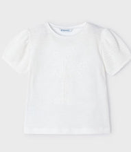 Load image into Gallery viewer, Mayoral Girls Cotton Tee with Crochet shoulder details: Sizes 2 to 8
