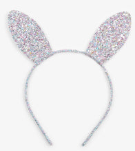 Load image into Gallery viewer, Hatley Silver Sparkle Bunny Ears Headband
