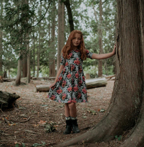 Little And Lively Girls Dress in Antique Floral:  Size 1/2T to 13/14 Years