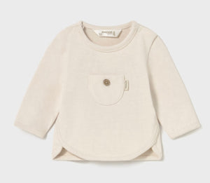 Mayoral Long Sleeved Cotton Shirt in Cream: Sizes NB to 12M