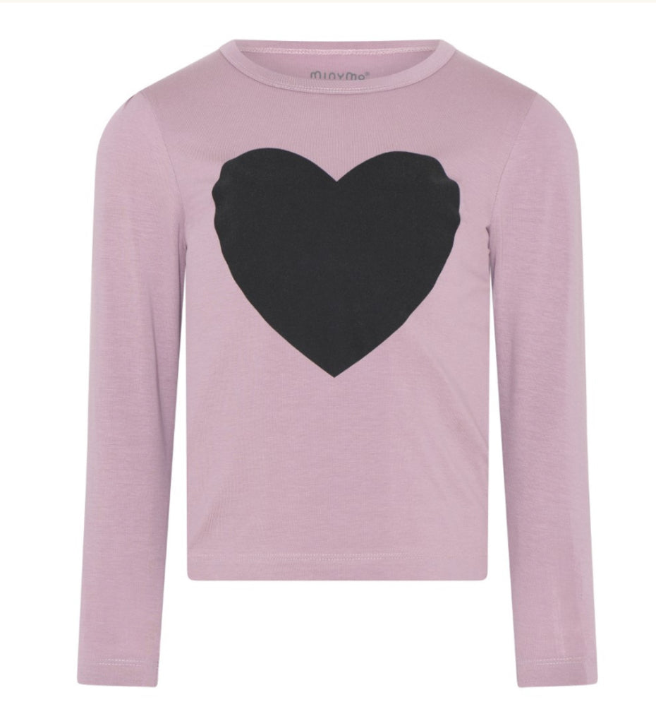 Minymo Organic Cotton Long Sleeved Heart Graphic Tee: Sizes 2 to 8 Years