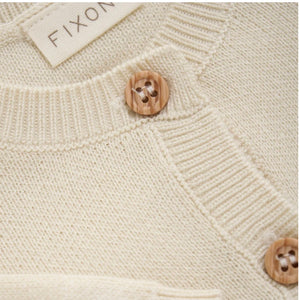 Fixoni Neutral Cotton Knit Cardigan for Baby: Sizes NB to 24M