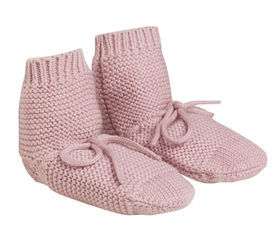 Fixoni Infant Knit Booties in Cameo Rose: Size 0-1M to 3-6M