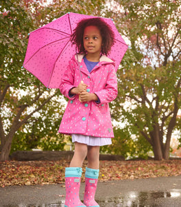 Hatley Girls Tiny Dots Sherpa Lined Button-Up Rain Jacket: Size 2-8