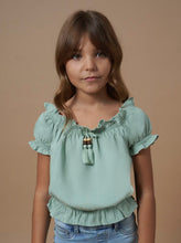 Load image into Gallery viewer, Mayoral Off The Shoulder Shirt in Sage: Size 8 to 16 Years
