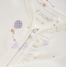 Load image into Gallery viewer, Fixoni Organic Cotton Baby Girl Ruffled Zipper Sleeper in Balloon Print: Sizes NB to 18M
