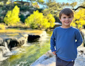 Me & Henry So Soft Baby Boys Fleece Sweatshirt in Marine Blue: Size 0-24Months