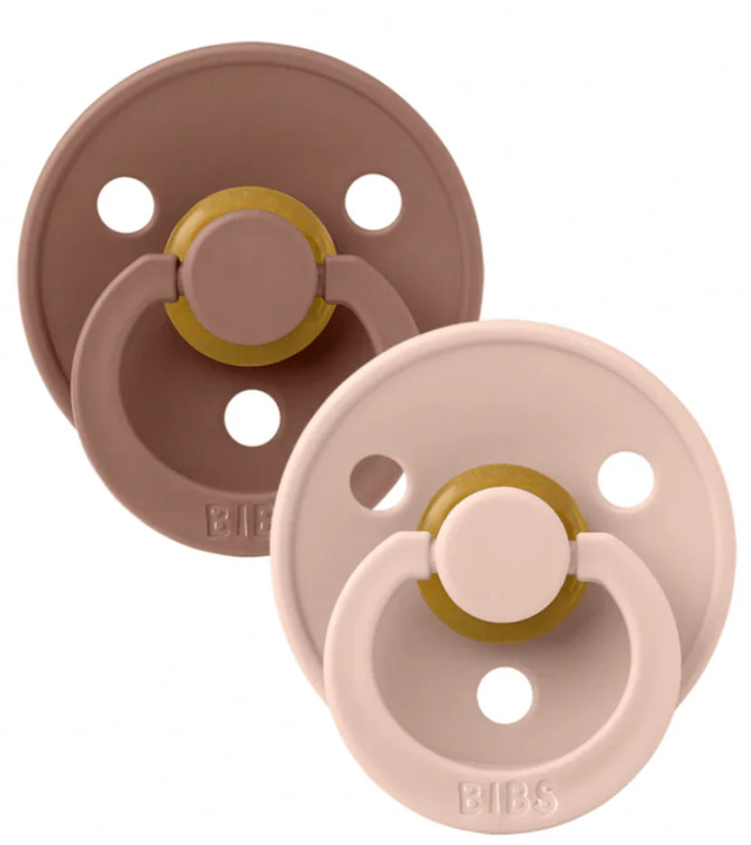 BIBs 2 Colour Pacifier Set of 2 in Blush/Dark Oak (0-6 Months)