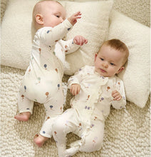 Load image into Gallery viewer, Fixoni Organic Cotton Baby Girl Ruffled Zipper Sleeper in Balloon Print: Sizes NB to 18M
