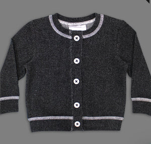 Coccoli Baby Black Denim Cotton Knit Cardigan Sweater: Size 1M to 24M