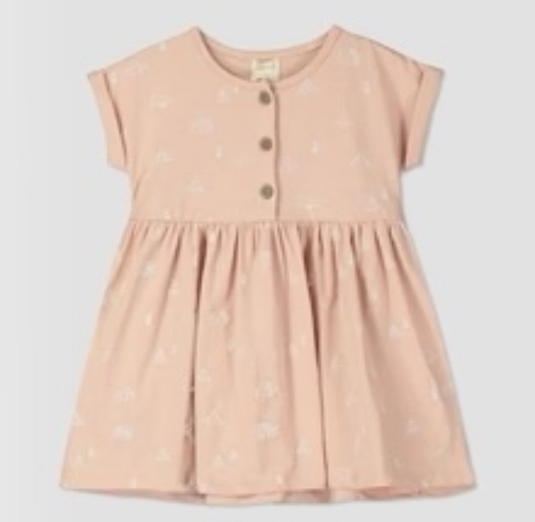 Ettie & H “Chestin” Cotton Jersey Dress in Pale Pink Camping Print : 0/3M to 24M