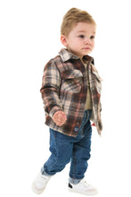 Load image into Gallery viewer, Brown/Tan Plaid Sherpa Lined Shacket: Size 2/3 to 6/7 Years
