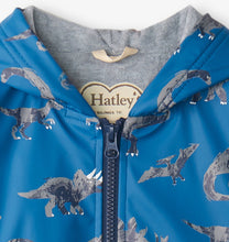 Load image into Gallery viewer, Hatley Boys “Dino Stamp” Print  Zip Up Rain Coat: Size 4 to 6 Years
