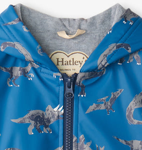 Hatley Boys “Dino Stamp” Print  Zip Up Rain Coat: Size 4 to 6 Years