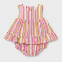 Load image into Gallery viewer, Mayoral Baby Girl Pink Striped Dress and Matching Bloomers: Size 2/4M to 18M
