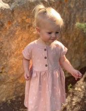 Load image into Gallery viewer, Ettie &amp; H “Chestin” Cotton Jersey Dress in Pale Pink Camping Print : 0/3M to 24M

