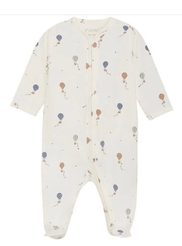 Fixoni Organic Cotton Zipper Sleeper Balloon Print: Sizes NB to 6M