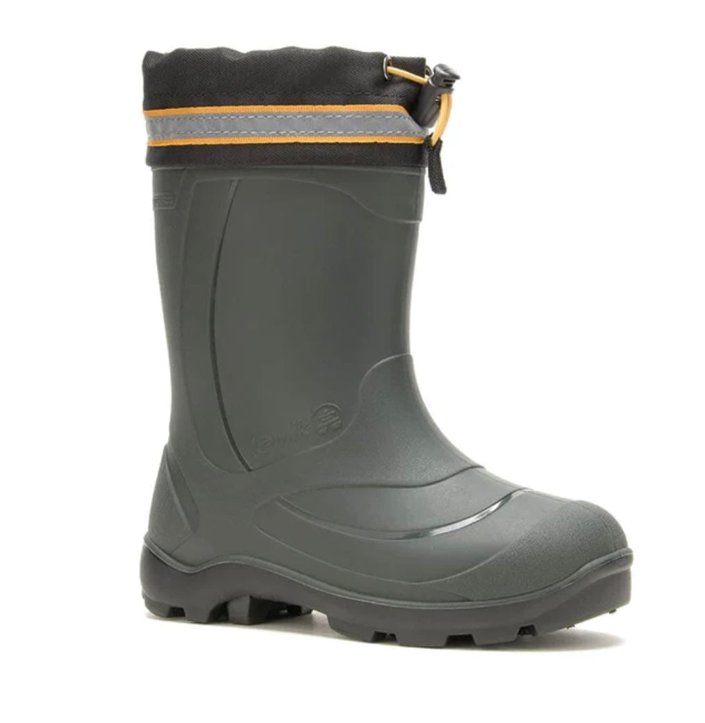 Kamik Snobuster Winter Boot in Black/Orange: Toddler Size 8 to Youth Size 6