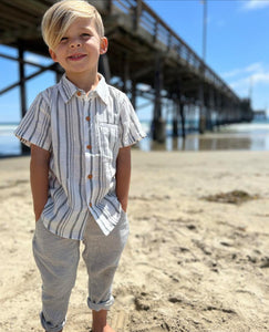 Me & Henry Boys Grey & White Woven Shirt: Sizes 0/3M to 18/24M