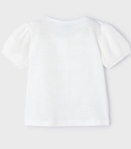 Mayoral Girls Cotton Tee with Crochet shoulder details: Sizes 2 to 8