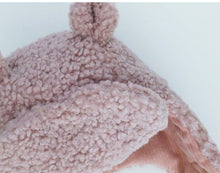 Load image into Gallery viewer, Calikids Baby “Aviator” Sherpa Hat with Corduroy and Velvet Lining in Pale Pink
