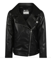 Load image into Gallery viewer, Girls Black Faux Leather Jacket: Size 2 to 6 Years
