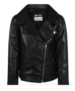 Girls Black Faux Leather Jacket: Size 2 to 6 Years