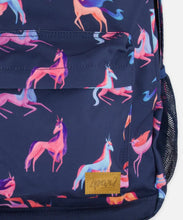 Load image into Gallery viewer, Deux Par Deux Backpack Navy Printed Unicorn
