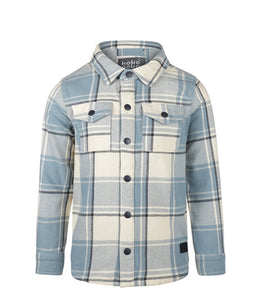 Soft Blue Off White Plaid 100% Cotton Shacket : Sizes 2-6