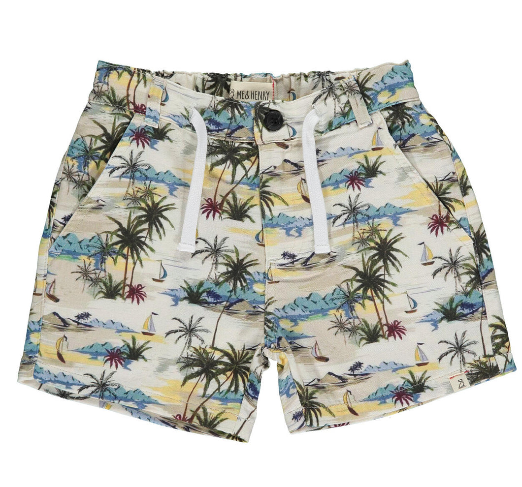 Me & Henry Cream Hawaiian ‘Mahalo’ Shorts : Size 2/3 to 7/8 Years