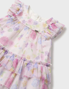 Mayoral Baby Girl Tulle Floral Dress with Ruffles: Size 1M to 18M
