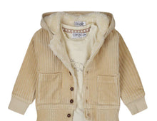 Load image into Gallery viewer, Baby Hooded Corduroy Coat with Sherpa Lining in Cream: Size 3/6M - 24M
