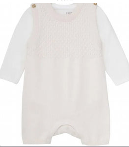 Fixoni Baby Light Pink Cream Cotton Knit Romper: Size 1-9 Months