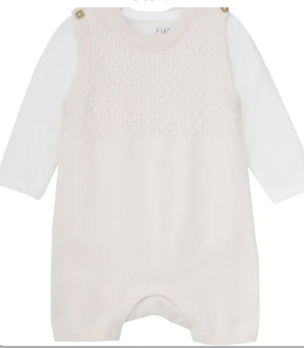 Fixoni Baby Light Pink Cream Cotton Knit Romper: Size 1-9 Months