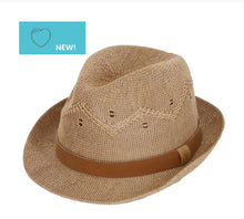 Load image into Gallery viewer, Calikids Straw Flexible Beach Fedora Hat

