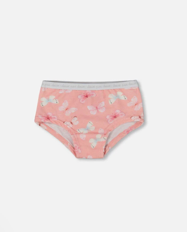 Deux par Deux Organic Cotton Boyshort Panty Pink and Blue Butterflies : Size 2/3 to 11/12