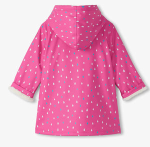 Hatley Girls Tiny Dots Sherpa Lined Button-Up Rain Jacket: Size 2-8