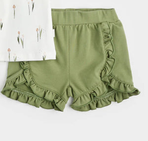 Petit Lem Ruffled Tulip Shorts in Green: Size 3M to 24M