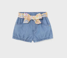 Load image into Gallery viewer, Mayoral Baby Girl Jean Shorts with Flower Belt: 6M to 24M
