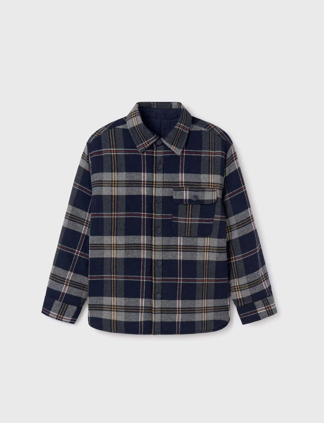 Mayoral Boys Reversible Quilted Plaid Overshirt: Size 10 to 14 Years