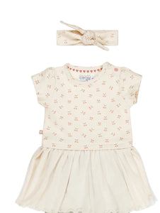 Cream Headband with Cherries (Matches Cream Baby Girl Dress): 3M to 24M