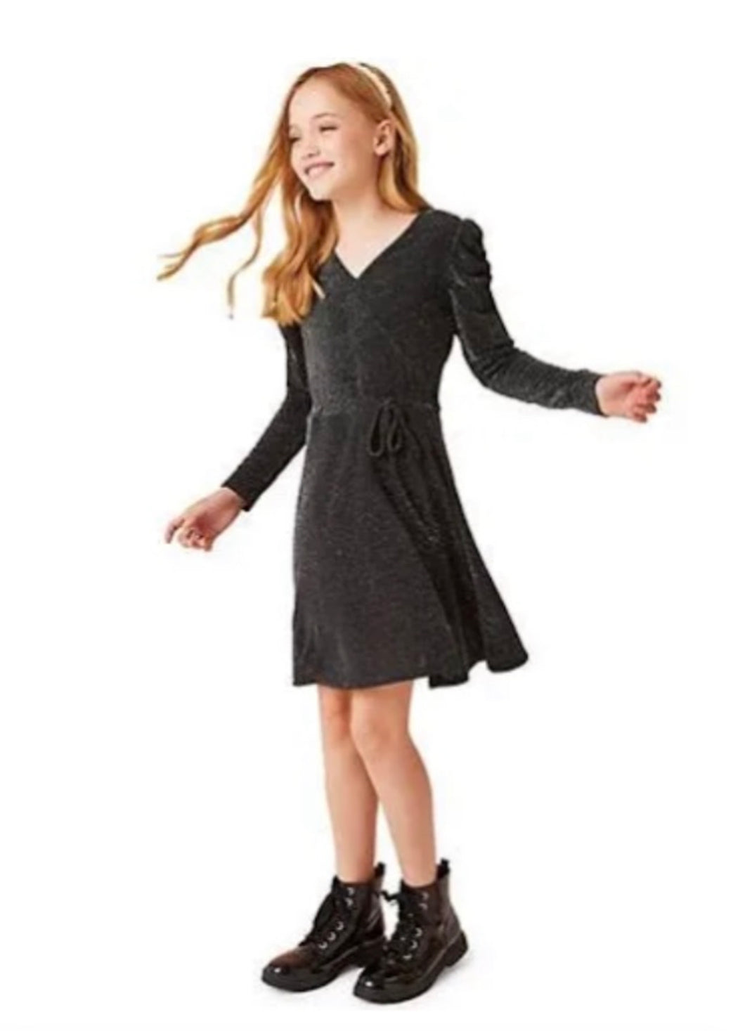 MID Girls Black Fancy Sparkle Dress: Size 7-14